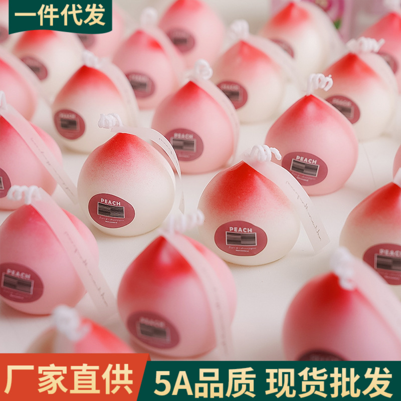 Fragancia hecha a mano Regalos de regalo de aroma de melocotón Adornos de velas con forma de fruta Velas con forma de fruta Regalo de ambiente transfronterizo