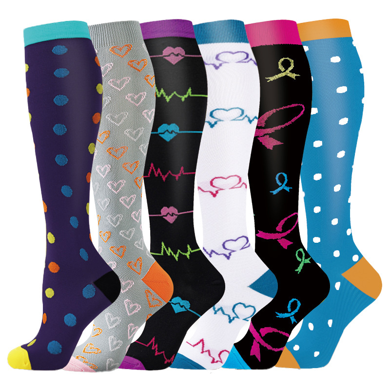 Juego de 6 pares de calcetines deportivos de compresión transfronterizos para fitness, calcetines largos de compresión para pantorrillas para hombres y mujeres, calcetines de compresión elásticos. image 44