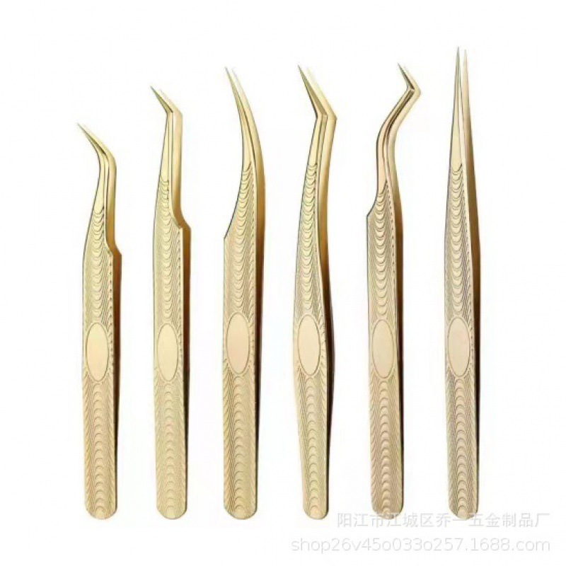 高精密假睫毛镊子珍珠金开花嫁接镊子压纹美睫镊子睫毛专用镊子