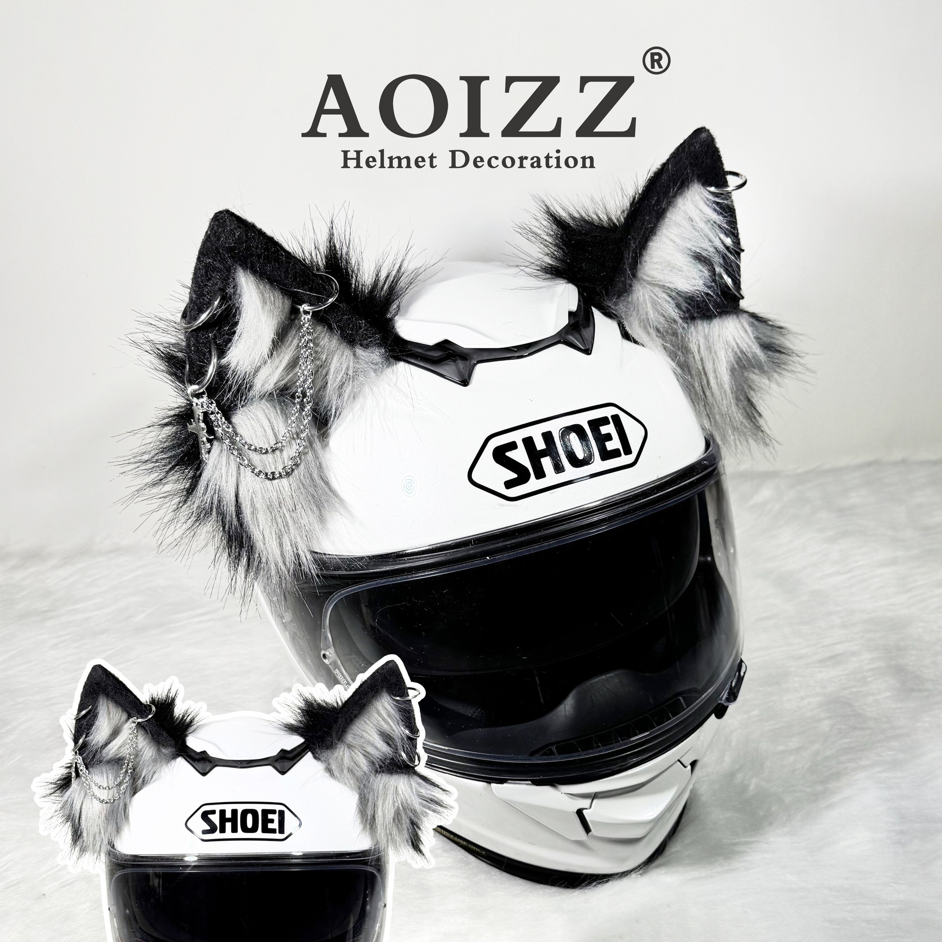 Ear Detachable Helmet | Other Auto Parts and Accessories - black-and-gray-cross-faith-wolf-ears