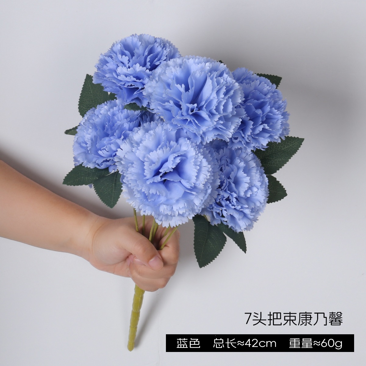 Simulación de 7 flores falsas de claveles estilo pastoral de alto nivel floral decoración floral manejo floral tela de seda artificial flores de plástico al por mayor