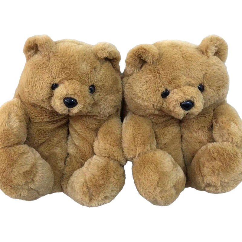 En stock oso de peluche zapatillas piso hogar felpa engrosada algodón zapatos calientes fábrica