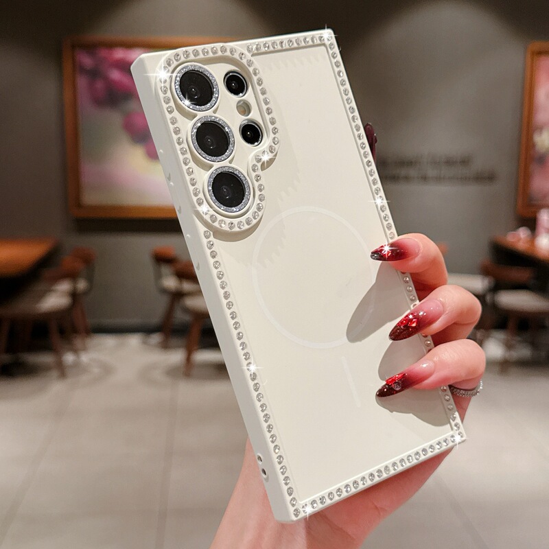 The New Samsung Skin-Feel Flash Diamond Case Is Suitable for Samsung S25Plus Mobile Phone Case S25Ultra Edge Diamond S23Ultra