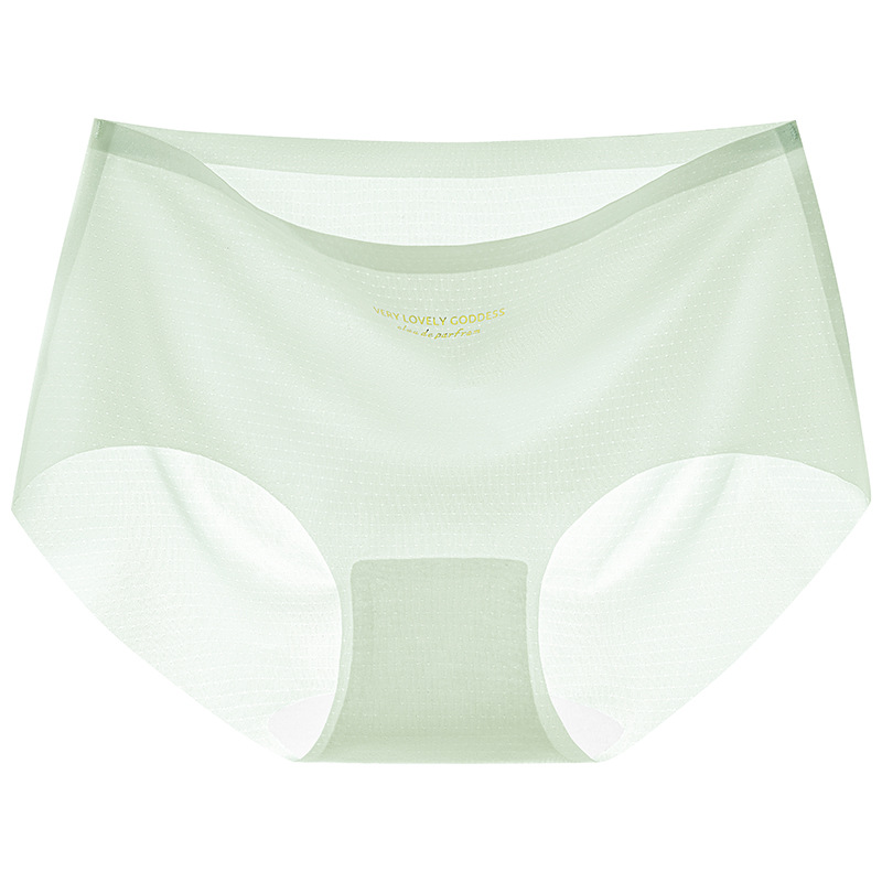 Ropa interior de verano para mujer, sensación fresca, seda de hielo, sin costuras, transpirable y cómoda, ropa interior sencilla de cintura media y alta, diosa femenina refrescante image 11