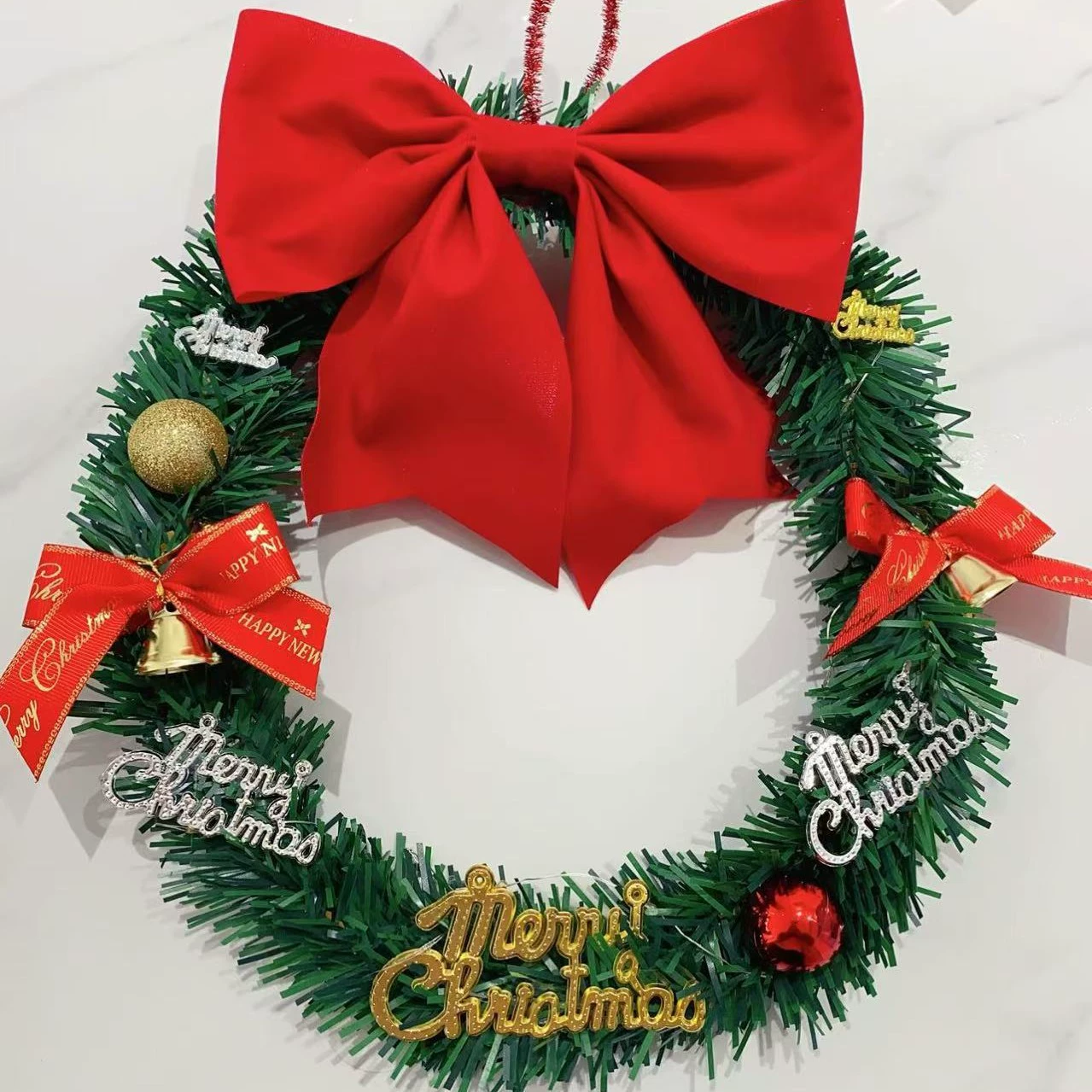 Decorations with bow, pendant, Christmas small bell