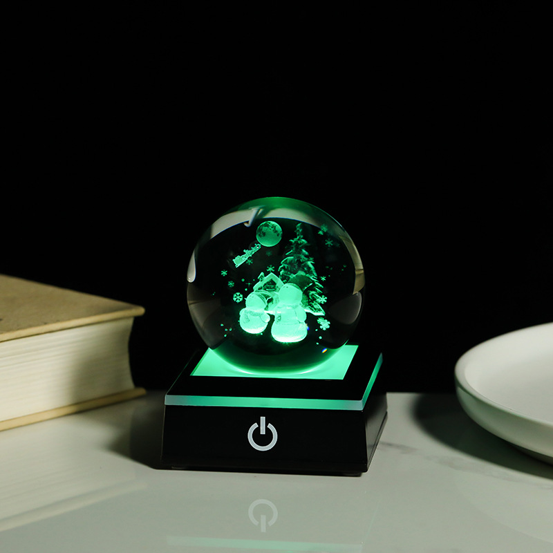 Creativo 3D talla interior bola de cristal luminosa luz de la noche decoración de escritorio dormitorio artesanía atmósfera romántica luz de la noche