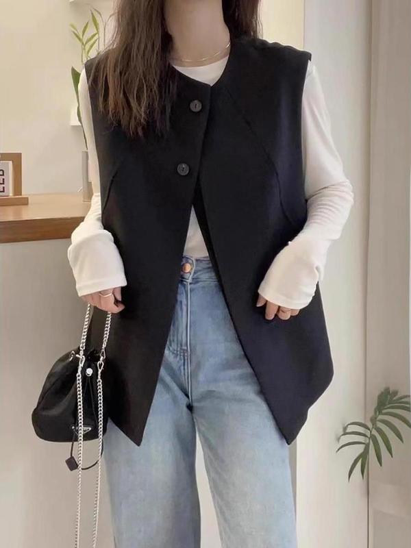 简约无袖高级感超好看气质西装马甲背心外套女韩版新款秋季马甲潮|undefined