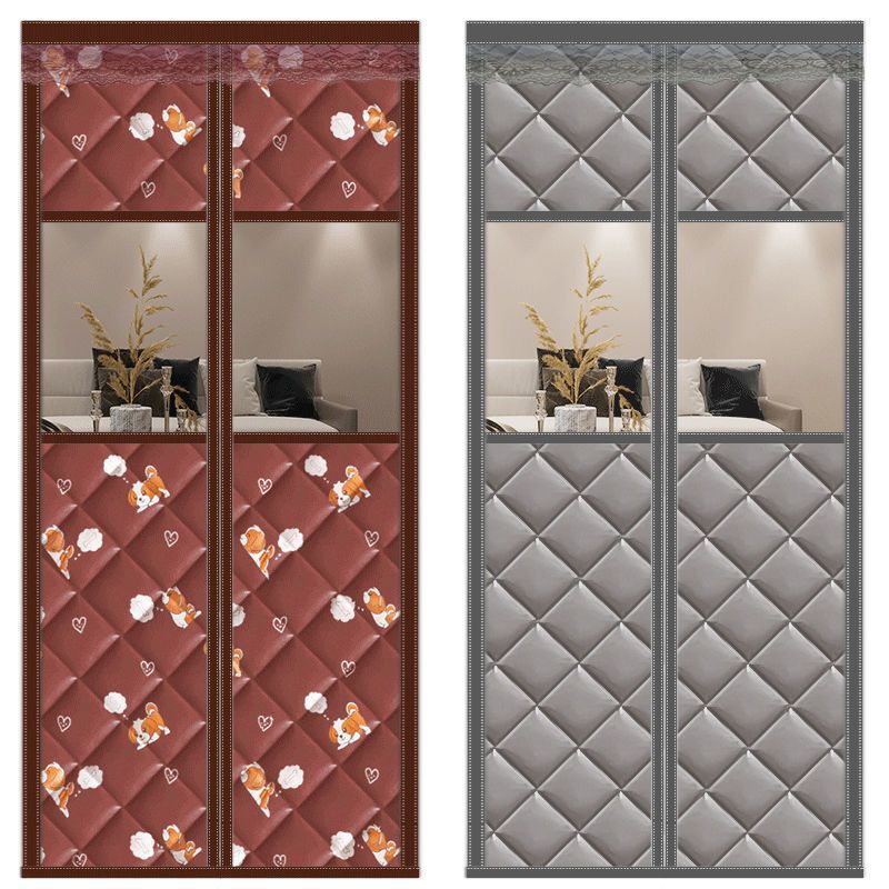 J5D Winter Window-Opening Cotton Door Curtain Thickeneded Warm and Breathable Door Quilted Mirror Door Curtain Without Punching Magnetic Wind-Blocking Door