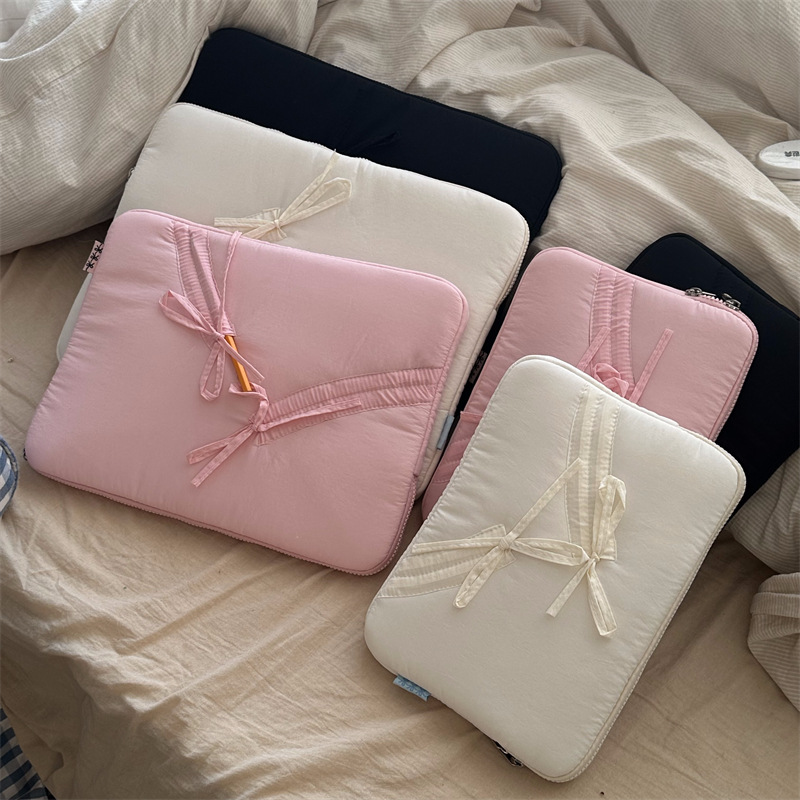 Cross-border South Korea tablet bag ins wind elastic tie bow 11/13/15 inch notebook liner bag