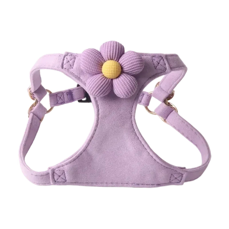 Aminger New Silk Velvet Candy Color Flower Leash Set Pet Harness Cat_voghion.com
