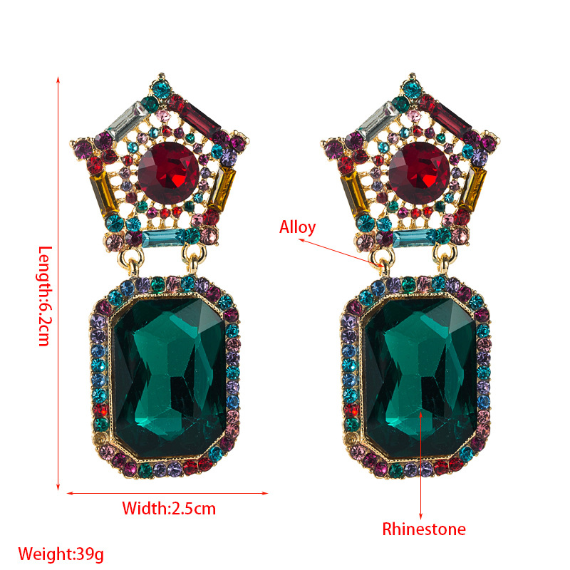 الأزياء هندسية الملونة الماس سلسلة مربع قلادة الأقراط الجملة Nihaojewelry display picture 1