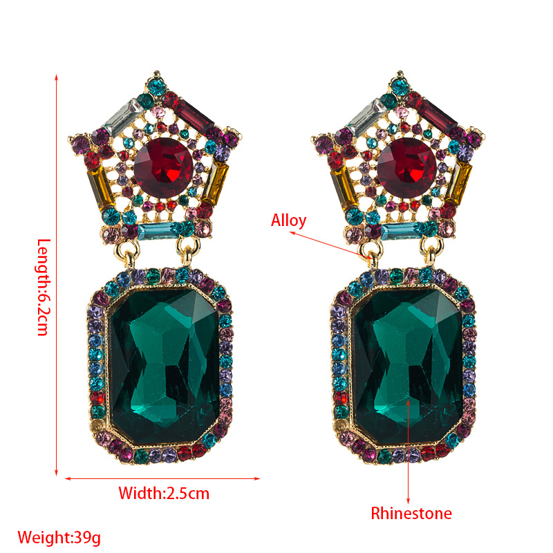 Boucles D&#39;oreilles Pendantes Carrées De La Série De Diamants De Couleur Géométrique À La Mode En Gros Nihaojewelry display picture 1