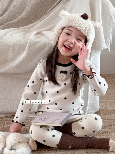 Children's Home Wear: Boys' and Girls' Pajama Sets, Fleece-Lined, Thickened, All-in-One Fleece with Printed Design, Perfect for Keeping Babies Warm at Home