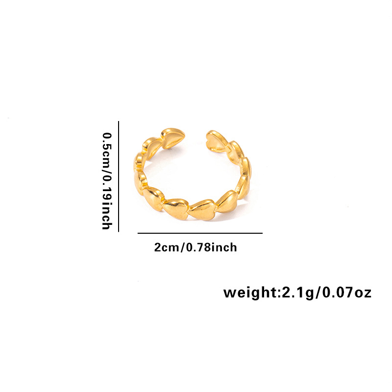 8g Weight 0.03µm Gold Plating Thickness Electroplated Gold Plating Process Golden Plated Plating Material Stone-Free Inlay Material Rings Classification 1 Piece Quantity Daily Occasion 201 Stainless Steel Material Leaf, Heart Shape Pattern Women's Gender Elegant Style Plating Craft Wholesale Jewelry Elegant Leaf Heart Shape Titanium Steel Open Rings 11