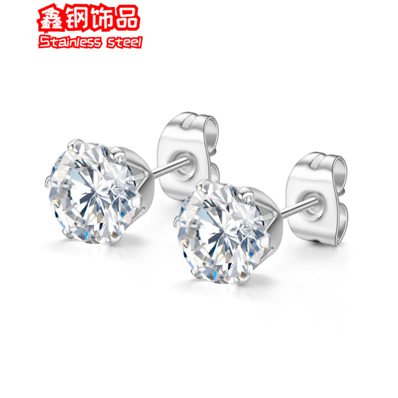 Fashionable earrings stainless steel with zircon