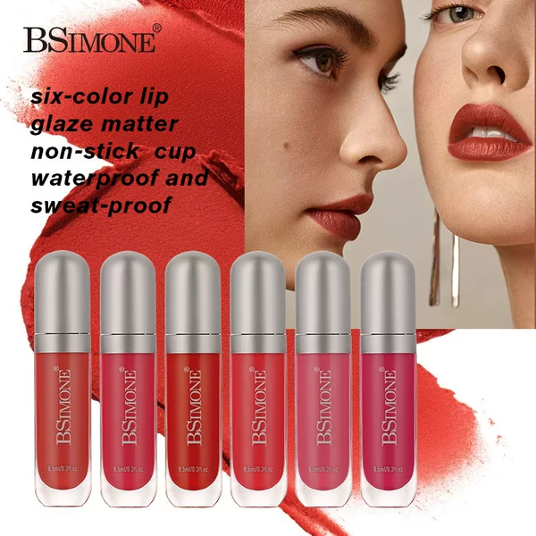 Matte Non-Stick Lip Gloss, Waterproof, Sweat-Proof, Long-Lasting, Non-Fading, Whitening Lip Gloss, Cross-Border European and American Cosmetics Wholesale