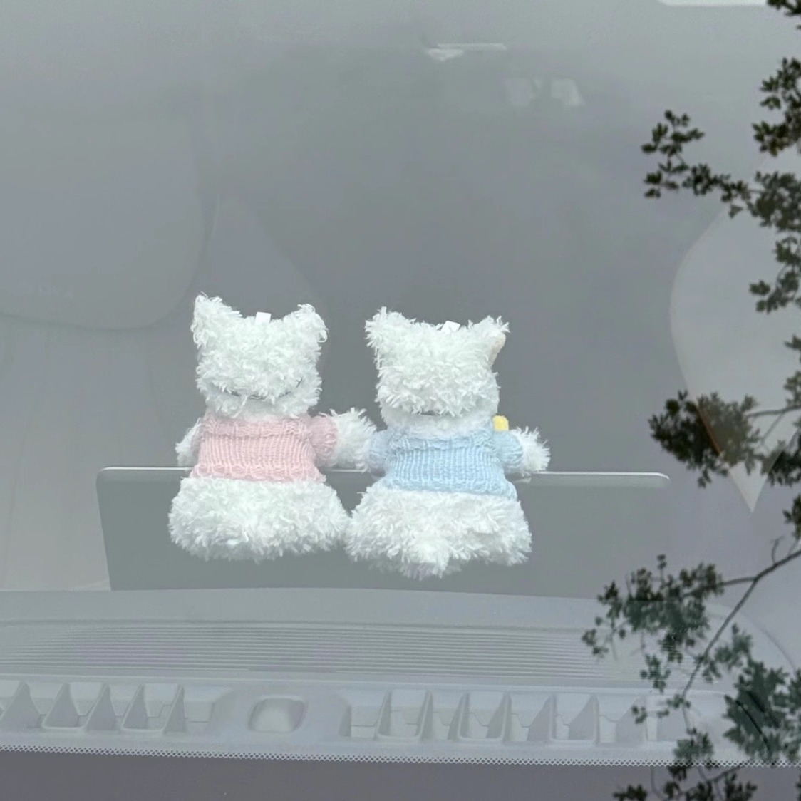 Cartoon Stuffed Plush Bouquet West Highland White Terrier Car Interior Decoration Dashboard Screen Lying Doll