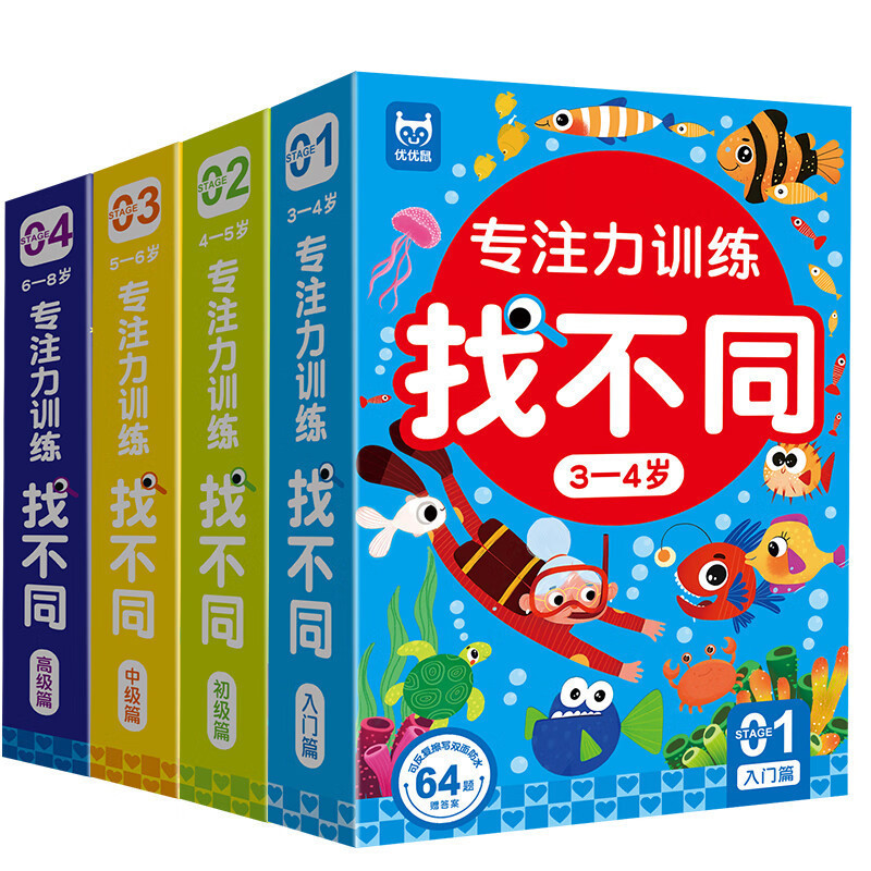 Concentration Training, Finding Differences, Game Cards for 2-8 Years Old, Which Can Be Repeatedly Erased and Written on Kidsren's Left and Right Brain Intelligence Development Cards