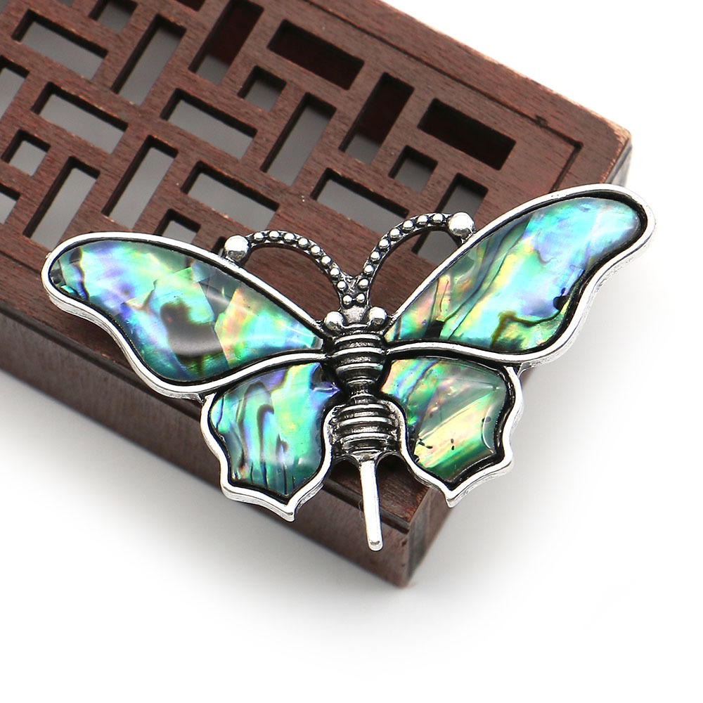 Natural Seawater Shell Abalone Butterfly-Shaped Dual-Purpose Brooch Pin Decorative Necklace Pendant DIY Jewelry Accessories