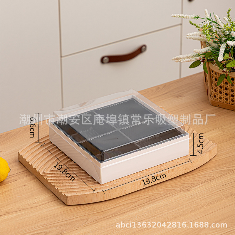 Caja de corte de fruta cuadrada sin plegables, tres cuadrados, cuatro cuadrados, nueve cuadrados de sushi salado, caja de embalaje de papel y plástico