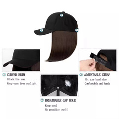 Foreign trade wig women's short straight hair peaked hat with wig one-piece Internet celebrity fashion bob clavicle hair full headgear