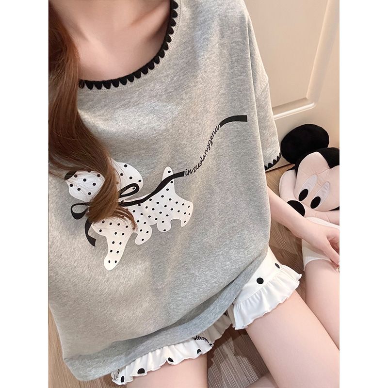 Southeast Asia's Popular Lace Dog-Themed 2026 Summer New Princess-Style Pajamas for Women, Cute Internet Celebrity Style Loungewear