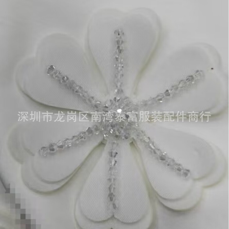 新款现货手工钉珠水晶珠双层五叶花布贴 服装袜子装饰DIY辅料饰品