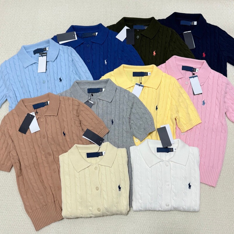 Original Ralph Lauren Classic All-Season Cardigan Polo Collar Knit Short-Sleeve Shirt with Full Button Closure and Pony Logo Original Ralph Lauren Classic All-Season Cardigan Polo Collar Knit Short-Sleeve Shirt with Full Button Closure and Pony Logo