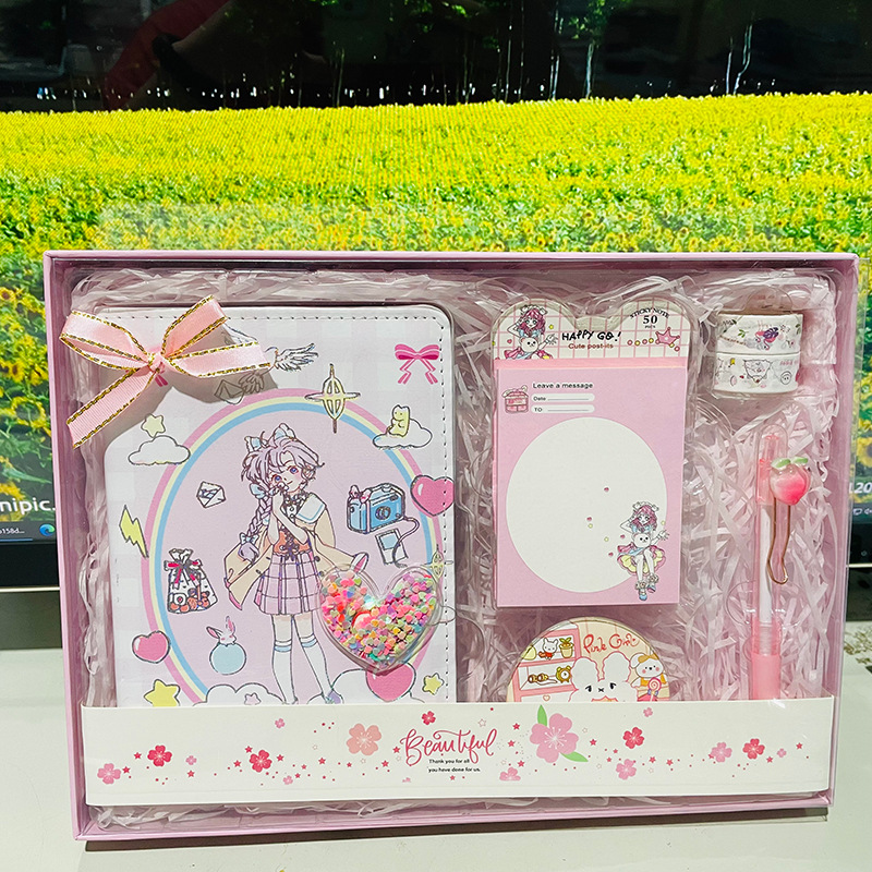 厂家批发32K手账本创意套装礼盒可爱少女心女生儿童生日礼物文具详情2