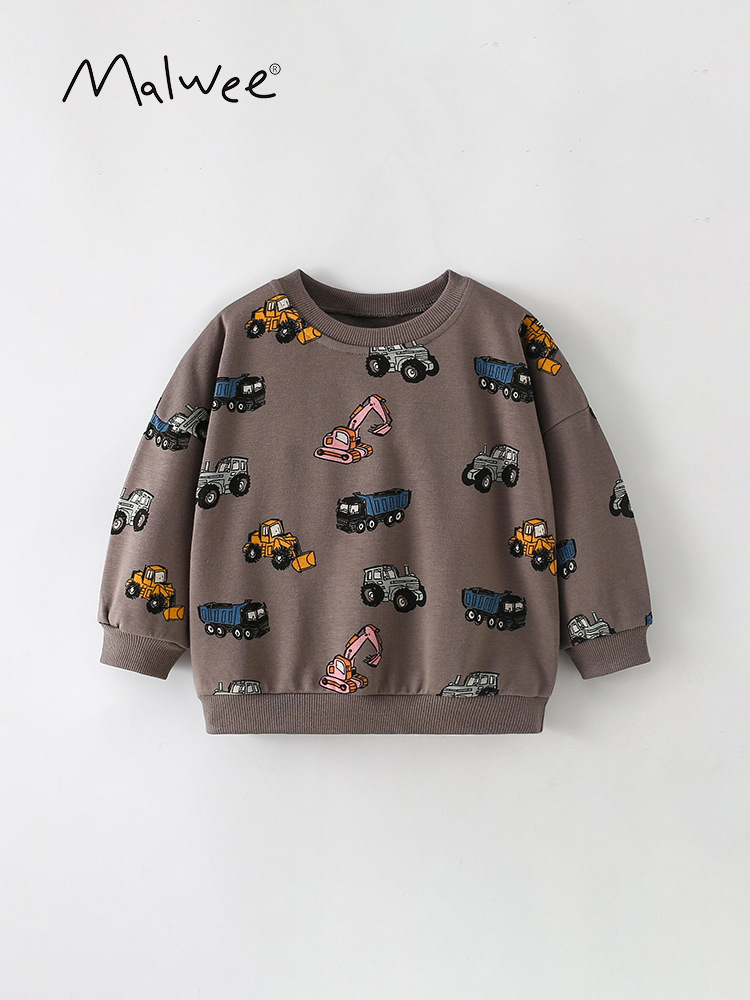 Malwee ropa para niños de otoño suéter de cuello redondo nuevo estilo europeo y americano impresión casual para niños guapo chaqueta infantil