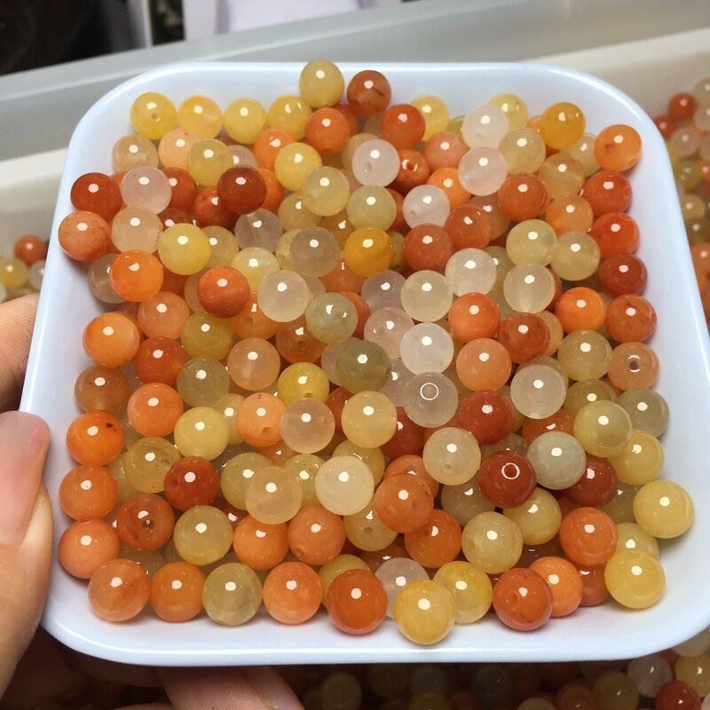 beads loose batch diy natural gold thread jade round beads loose beads handmade bracelet necklace beaded gold thread jade loose beads loose batch