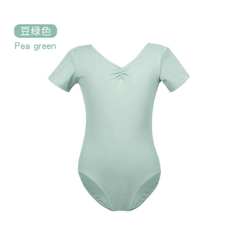 Trajes de baile para niñas y niños, ropa de entrenamiento de alta elasticidad de nailon de manga corta de verano, ropa de actuación de ballet deportivo para niños grandes