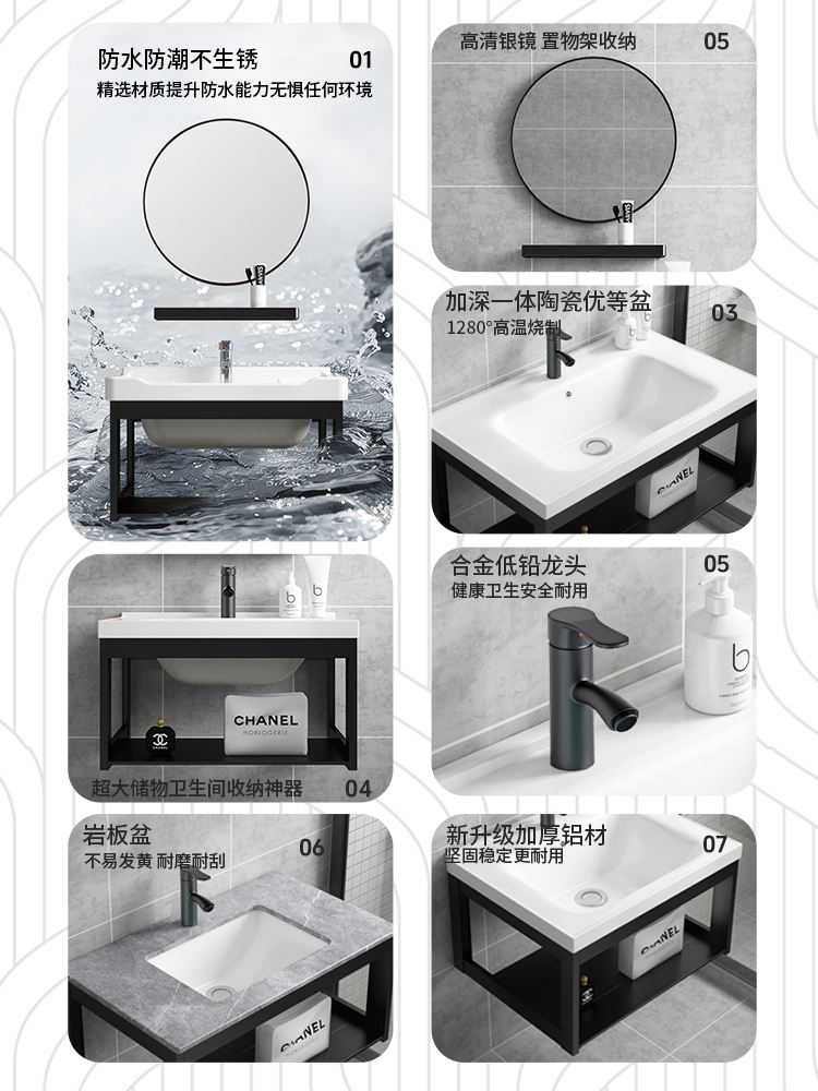 ♔ Ultra-Narrow Wall-Mounted Space Aluminum Washbasin Ceramic Household Mini Washbasin Small Apartment Bathroom Sink