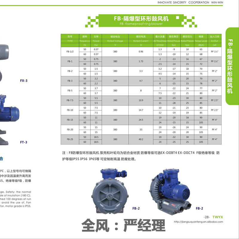 源头工厂批发高压防爆鼓风机 铝合金环形负压吸风防爆气泵