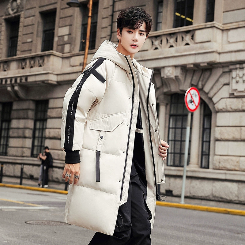 Winter long warm down jacket with hood, 2023, mid-length, for teenagers