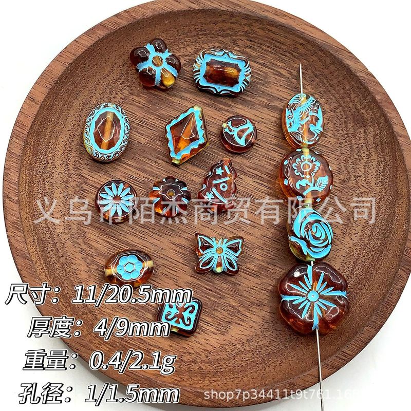 复古ins风描金烫金珠盲盒亚克力仿捷克异形珠DIY饰品手作串珠材料|undefined