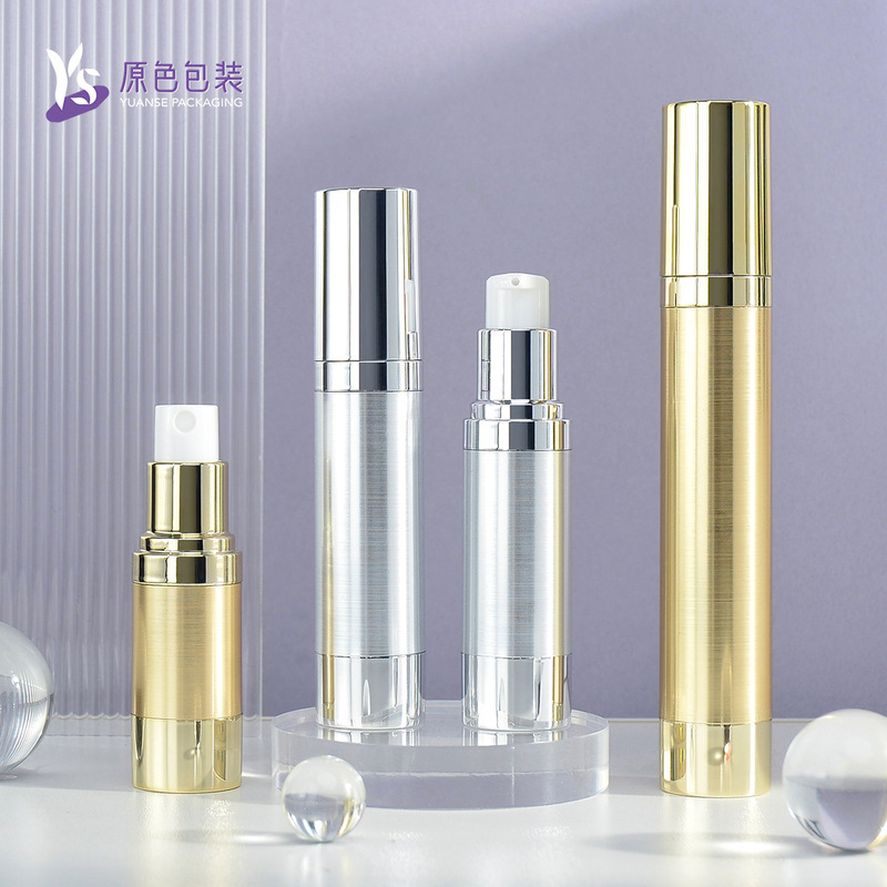 in stock Electroplating Wire-drawing Vacuum Bottle Straight Round Golden silver Lotion Bottle Travel Sub-packing Toner Spray Bottle