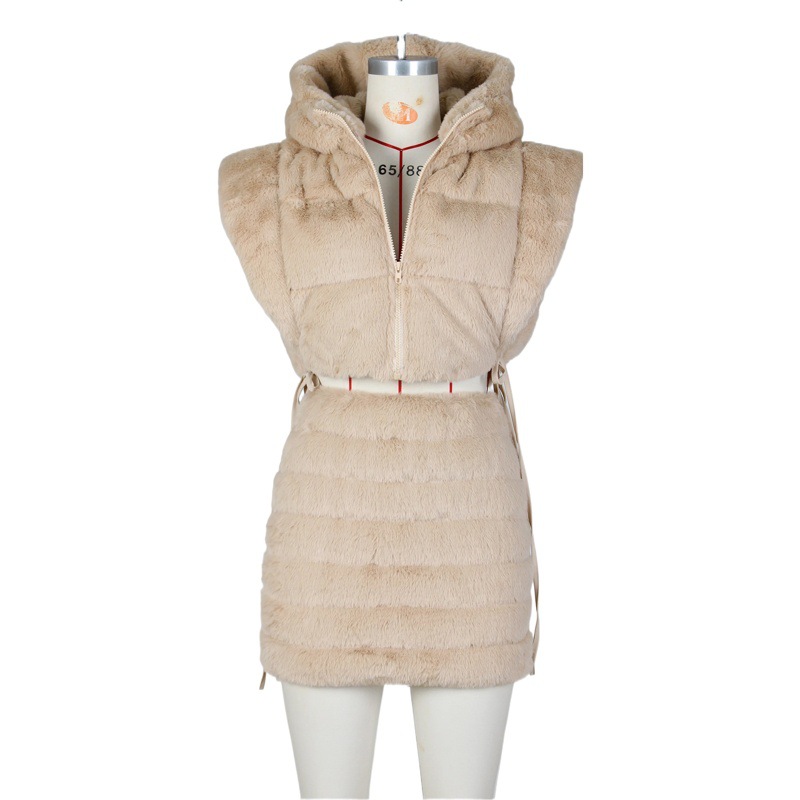 Amazon invierno nuevo europeo y americano de las mujeres con capucha corto pan abrigo algodón moda caliente Faux fur chaleco