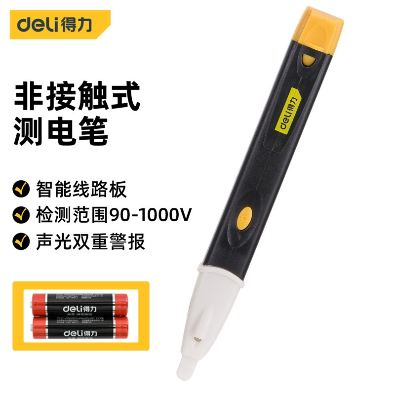 Интеллектуальная электрическая тестовая ручка Deli DL8008 с подсветкой, бесконтактным датчиком, может измерять напряжение 90-1000 В.