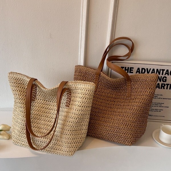 Summer Seaside Beach Vacation Straw Bag Cross-Border Single 2025 New Commuter Versatile Shoulder Bag Woven Tote Summer Seaside Beach Vacation Straw Bag Cross-Border Single 2025 New Commuter Versatile Shoulder Bag Woven Tote