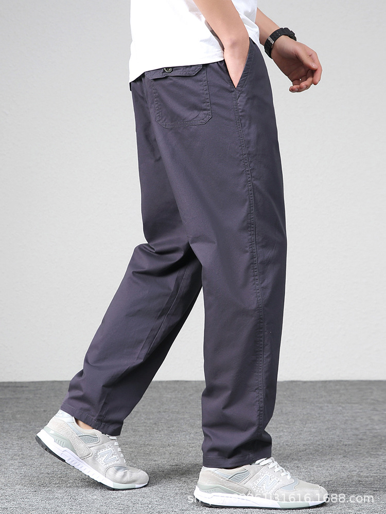 Pantalones casuales de los hombres de Zoruan pantalones de los hombres de primavera pantalones sueltos rectos de mediana edad pantalones elásticos de algodón Pantalones