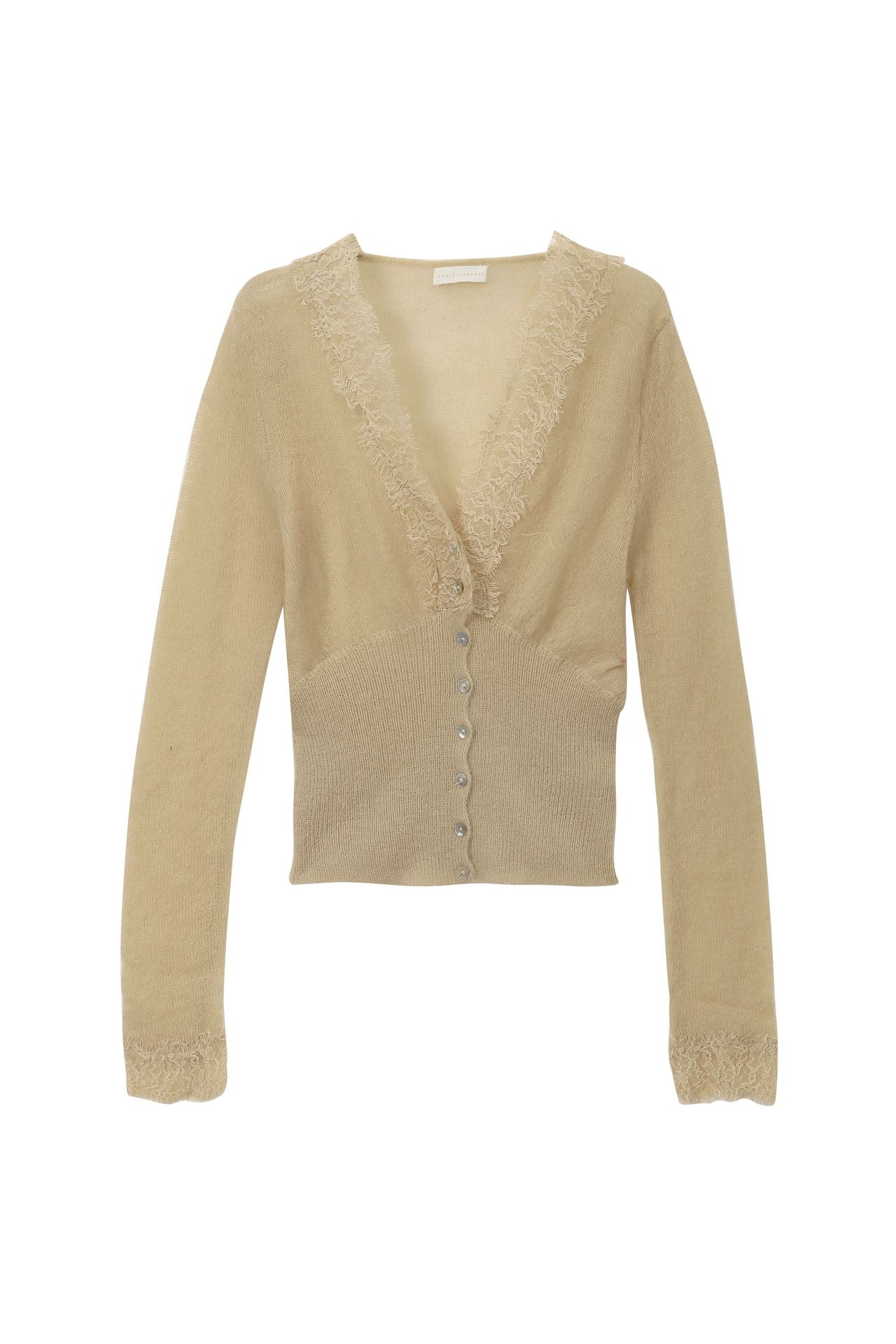 Colección Otoño/Invierno 2025 de Love and Nancy Thirteen Lines, Top de Estilo Casual con Cuello en V, Manga Larga y Encaje para Mujer, Modelo 21206A
