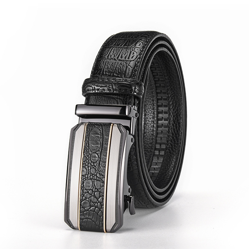 Crocodile Pattern Automatic Buckle Belt For Men Trendy Waistband_voghion.com