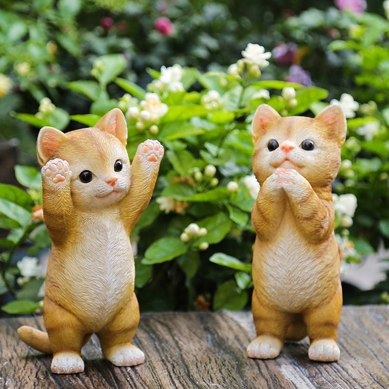 クロスボーダークリエイティブかわいいシミュレーション猫の装飾品屋外庭中庭の装飾子猫樹脂工芸品装飾品|undefined