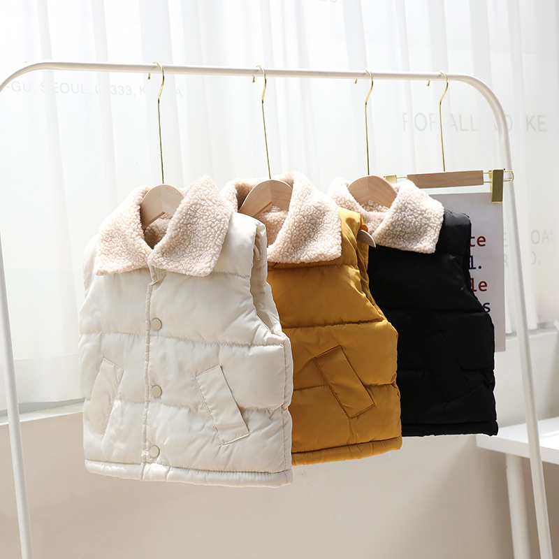 Chaleco de algodón para niños con forro polar para niños y niñas Chaleco de ropa exterior para niños mediano y grandes chaleco protector para niños Otoño e Invierno Nuevo
