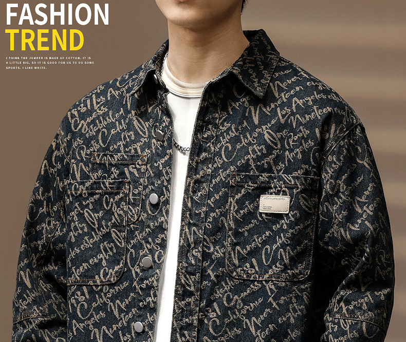 Sopracamicia in jeans vintage da uomo, giacca jacquard di lusso_voghion.com