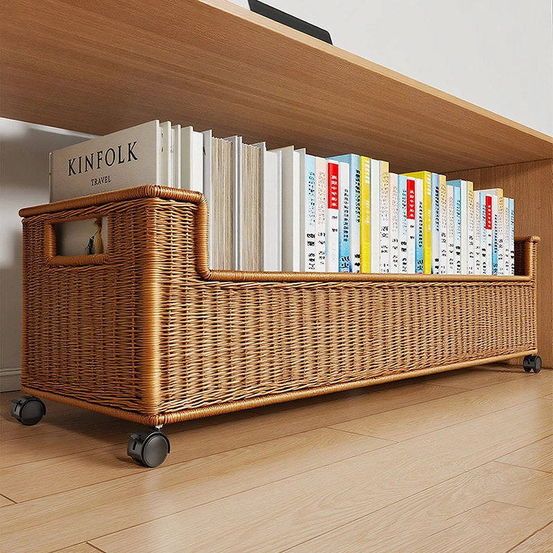 Floor-Standing Bookshelf under the Table Removable Book Storage Rack Large-Capacity Student Textbook Organizer Study Table Storage Rack