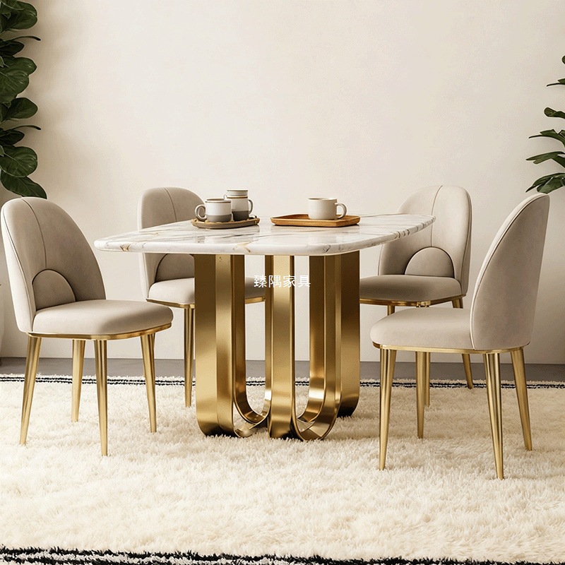 Silla de comedor de cuero ligera y de lujo para el hogar, respaldo moderno y cómodo, restaurante de hotel, mesa de comedor de cuero minimalista.