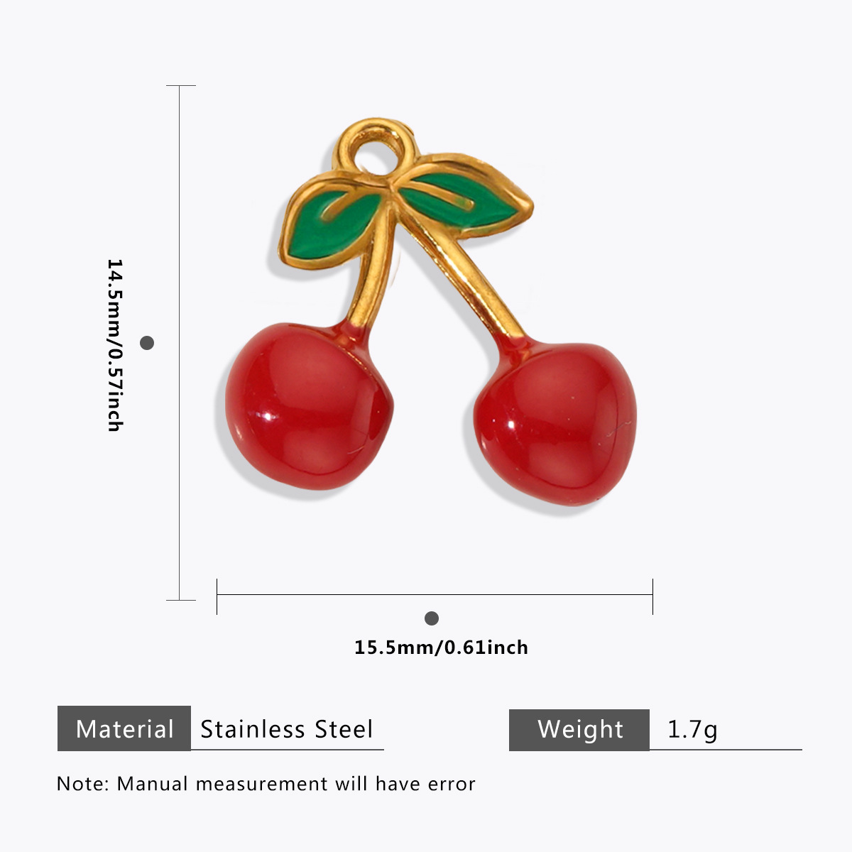 125g Weight Pendant Jewelry Making Type 11 * 15mm, 16*18.5mm, 6*20.5mm Jewelry Making Size Zircon Inlay Material DIY Jewelry Accessories Classification 1 Piece Quantity 304 Stainless Steel Material Rainbow, Cherry, Strawberry, Snails, chili Pattern All Seasons Season Polished Finish Enamel, Inlay Design Sweet Style 1 Piece 11 * 15mm 16*18.5mm 6*20.5mm 304 Stainless Steel Zircon Rainbow Cherry Strawberry Polished Pendant DIY Jewelry Accessories 8