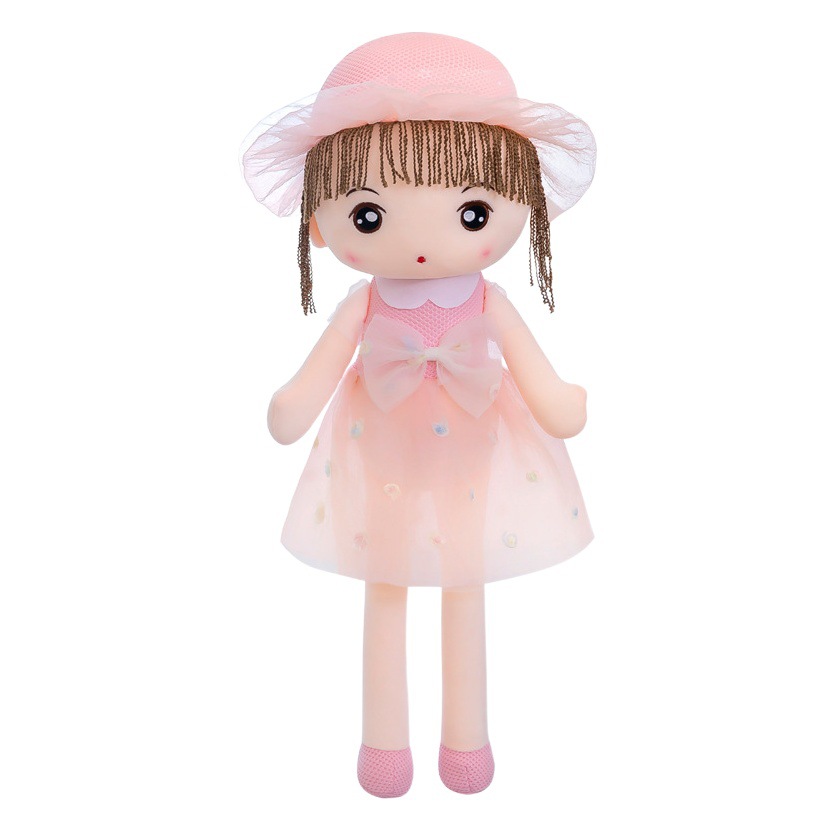 Chica princesa muñeca Linda muñeca grande de peluche de juguete de peluche sombrero de paja Feier muñeca de la boda